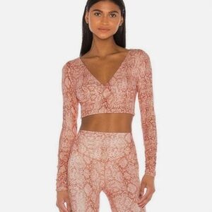 Lovewave Snake Print Workout Long Sleeve Crop Top XS